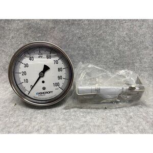 ASHCROFT Duralife Pressure Gauge Analog 0 to 100 psi 1/4 in NPT with bracket New